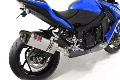 GSX-S 1000 F Exhaust Silencer Kit 300mm Tri Oval Stainless Carbon Tip