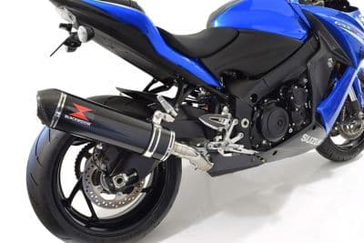 GSX-S 1000 F Exhaust Silencer Kit 400mm Oval Black Stainless Carbon Tip