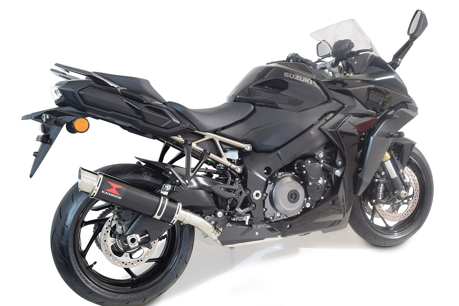 GSX-S 1000 / GT Gen 2 21-24 De-Cat Race Exhaust System 360mm GP Round Black Stainless Silencer