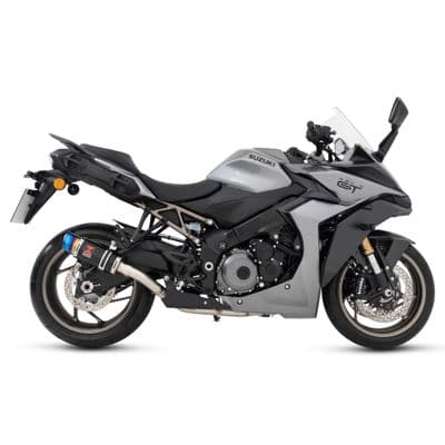 GSX-S 950 21 - 26 De-Cat Race Full Exhaust System + 200mm Round Blue Tip Black Stainless Silencer