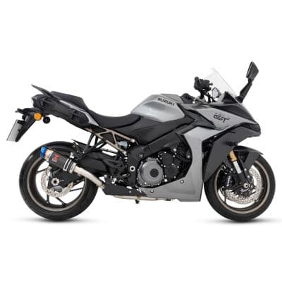 GSX-S 950 21 - 26 De-Cat Race Full Exhaust System + 200mm Round Blue Tip Carbon Stainless Silencer