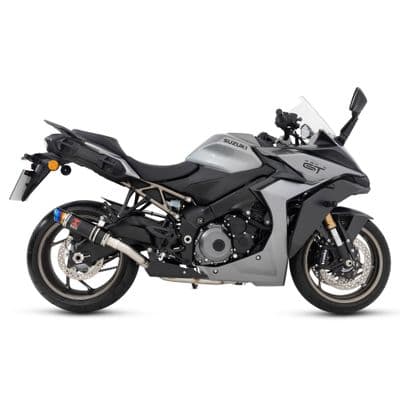 GSX-S 950 21 - 26 De-Cat Race Full Exhaust System + 230mm GP Round Blue Tip Black Stainless Silencer
