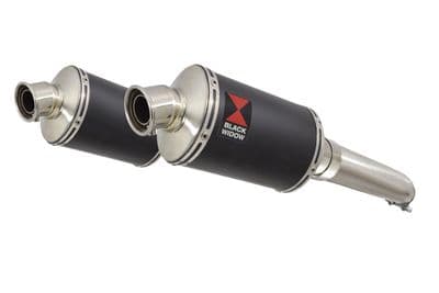 GSX1300R HAYABUSA 02-07 4-2 Exhaust Link Pipes + 230mm Oval Black Stainless Silencers