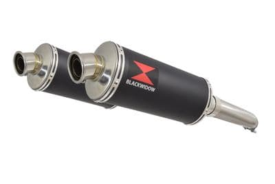 GSX1300R HAYABUSA 02-07 4-2 Exhaust Link Pipes + 300mm Oval Black Stainless Silencers