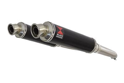 GSX1300R HAYABUSA 02-07 4-2 Exhaust Link Pipes + 350mm Round Black Stainless Silencers
