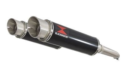 GSX1300R HAYABUSA 02-07 4-2 Exhaust Link Pipes + 360mm GP Round Black Stainless Silencers
