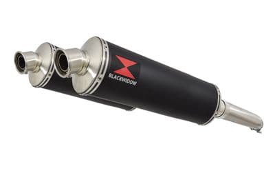 GSX1300R HAYABUSA 02-07 4-2 Exhaust Link Pipes + 400mm Oval Black Stainless Silencers