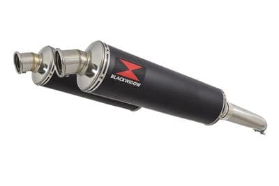 GSX1300R HAYABUSA 02-07 4-2 Exhaust Link Pipes + 400mm Round Black Stainless Silencers