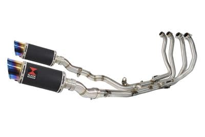 GSX1300R HAYABUSA 2021 - 2026 4-2 Race De - Cat Exhaust System 200mm Round Blue Tip Black Silencers