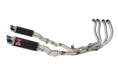 GSX1300R HAYABUSA 2021 - 2026 4-2 Race De-Cat Exhaust System 230mm GP Round Blue Tip Black Silencers