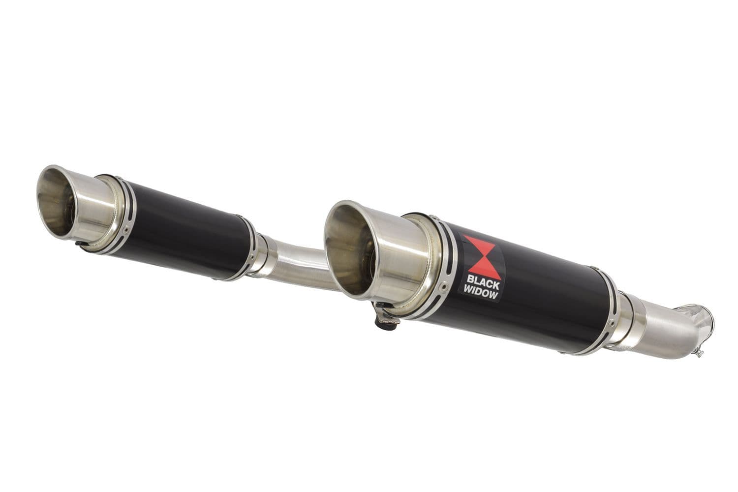 GSX1400 4-2 Exhaust Silencers 230mm GP Round Black Stainless Silencers