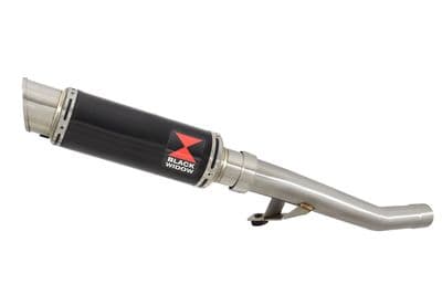 GSX600F 1998-2006 Exhaust Link Pipe and 230mm GP Round Black Stainless Silencer