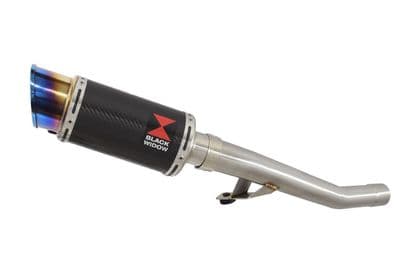 GSX750F 1998-2006 Exhaust Link Pipe and 200mm Round Blue Tip Carbon Silencer