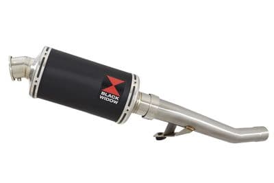 GSX750F 1998-2006 Exhaust Link Pipe and 230mm Oval Black Stainless Silencer