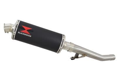 GSX750F 1998-2006 Exhaust Link Pipe and 300mm Oval Black Stainless Silencer
