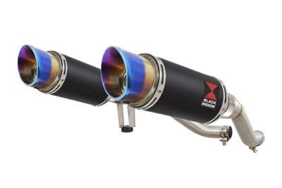 GW 250 Inazuma 2012-2017 Twin Exhaust Silencer 200mm Round Blue Tip Black Stainless