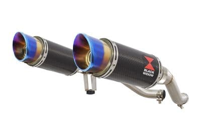 GW 250 Inazuma 2012-2017 Twin Exhaust Silencer 200mm Round Blue Tip Carbon