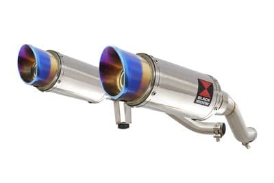 GW 250 Inazuma 2012-2017 Twin Exhaust Silencer 200mm Round Blue Tip Stainless