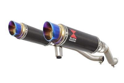 GW 250 Inazuma 2012-2017 Twin Exhaust Silencer 230mm Round Blue Tip Carbon