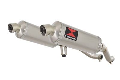 GW 250 Inazuma 2012-2017 Twin Exhaust Silencer 300mm Hexagonal Brushed Stainless
