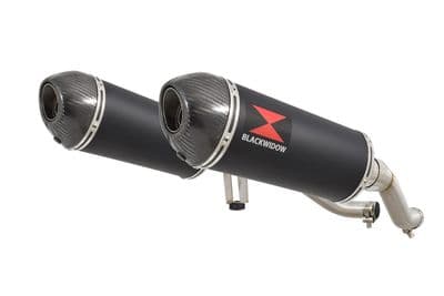 GW 250 Inazuma 2012-2017 Twin Exhaust Silencer 300mm Oval Black Stainless Carbon Tip