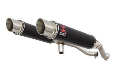 GW 250 Inazuma 2012-2017 Twin Exhaust Silencer 350mm GP Round Black Stainless