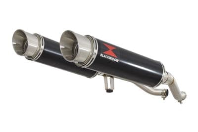 GW 250 Inazuma 2012-2017 Twin Exhaust Silencer 360mm GP Round Black Stainless