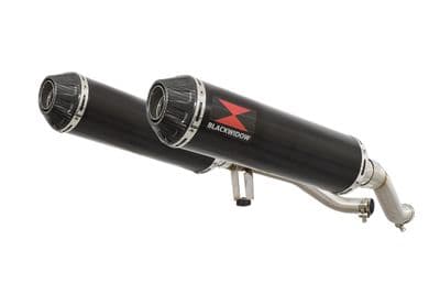 GW 250 Inazuma 2012-2017 Twin Exhaust Silencer 370mm Round Black Stainless Carbon Tip