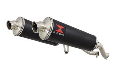 GW 250 Inazuma 2012-2017 Twin Exhaust Silencer 400mm Oval Black Stainless