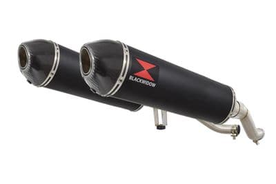 GW 250 Inazuma 2012-2017 Twin Exhaust Silencer 400mm Oval Black Stainless Carbon Tip