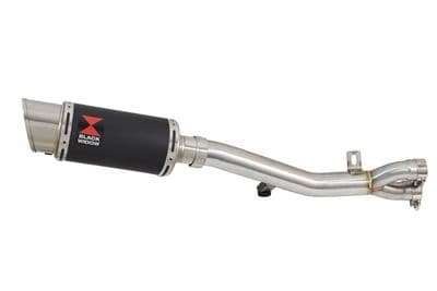 HONDA NT650 NT 650 DEAUVILLE Exhaust Link Pipe with 200mm Round Black Stainless Silencer
