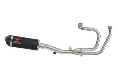 HONDA NT650 NT 650 DEAUVILLE Exhaust System with 300mm Oval Black Stainless Carbon Tip Silencer