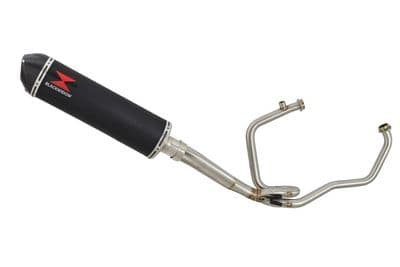 HYOSUNG GT125R GT125 COMET Full Exhaust System 400mm Oval Black Stainless Carbon Tip Silencer
