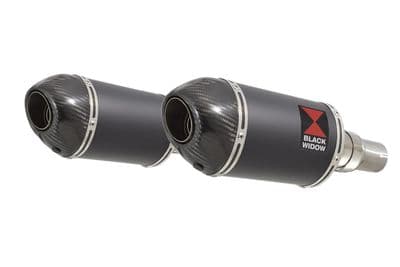 Interceptor 650 Exhaust Silencers 200mm Oval Black Stainless Carbon Tip
