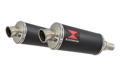 Interceptor 650 Exhaust Silencers 300mm Oval Black Stainless