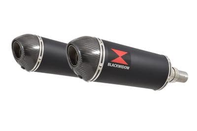 Interceptor 650 Exhaust Silencers 300mm Oval Black Stainless Carbon Tip