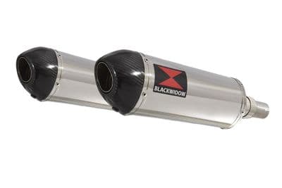 Interceptor 650 Exhaust Silencers 300mm Oval Stainless Carbon Tip