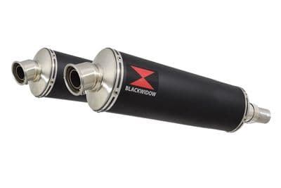 Interceptor 650 Exhaust Silencers 400mm Oval Black Stainless