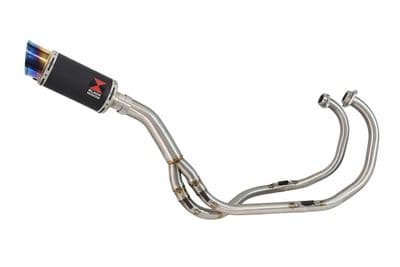 KAWASAKI KLE 500 KLE500 Exhaust System with 200mm Round Blue Tip Black Stainless Silencer