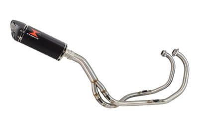 KAWASAKI KLE 500 KLE500 Exhaust System with 300mm Tri Oval Black Stainless Carbon Tip Silencer