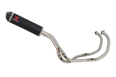 KAWASAKI KLE 500 KLE500 Exhaust System with 400mm Oval Black Stainless Carbon Tip Silencer