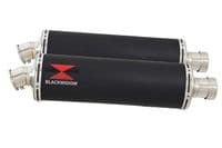 Kawasaki KLV 1000 2004-2007 Silencer Kit 400mm Oval Black Stainless Silencers