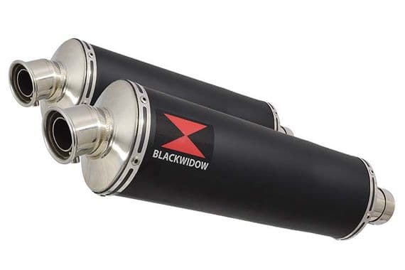 Kawasaki KLV 1000 2004-2007 Silencer Kit 400mm Oval Black Stainless Silencers