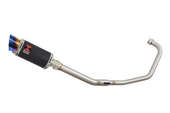Keeway RKS 125 Sport 2012-2017 Exhaust System 200mm Round Blue Tip Black Stainless Silencer