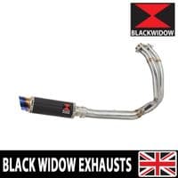 KLE 650 VERSYS 2022 - 2025 De Cat Full Exhaust System 230 mm Round Blue Tip Carbon Silencer