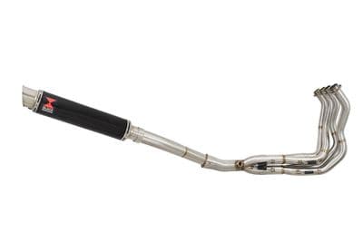 KLZ1000 Versys 12-18 De Cat Exhaust System 350mm GP Round Black Stainless Silencer