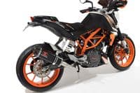 KTM 200 Duke 2011-2016 De Cat Exhaust Silencer Kit + 300mm Oval Black Stainless Carbon Tip