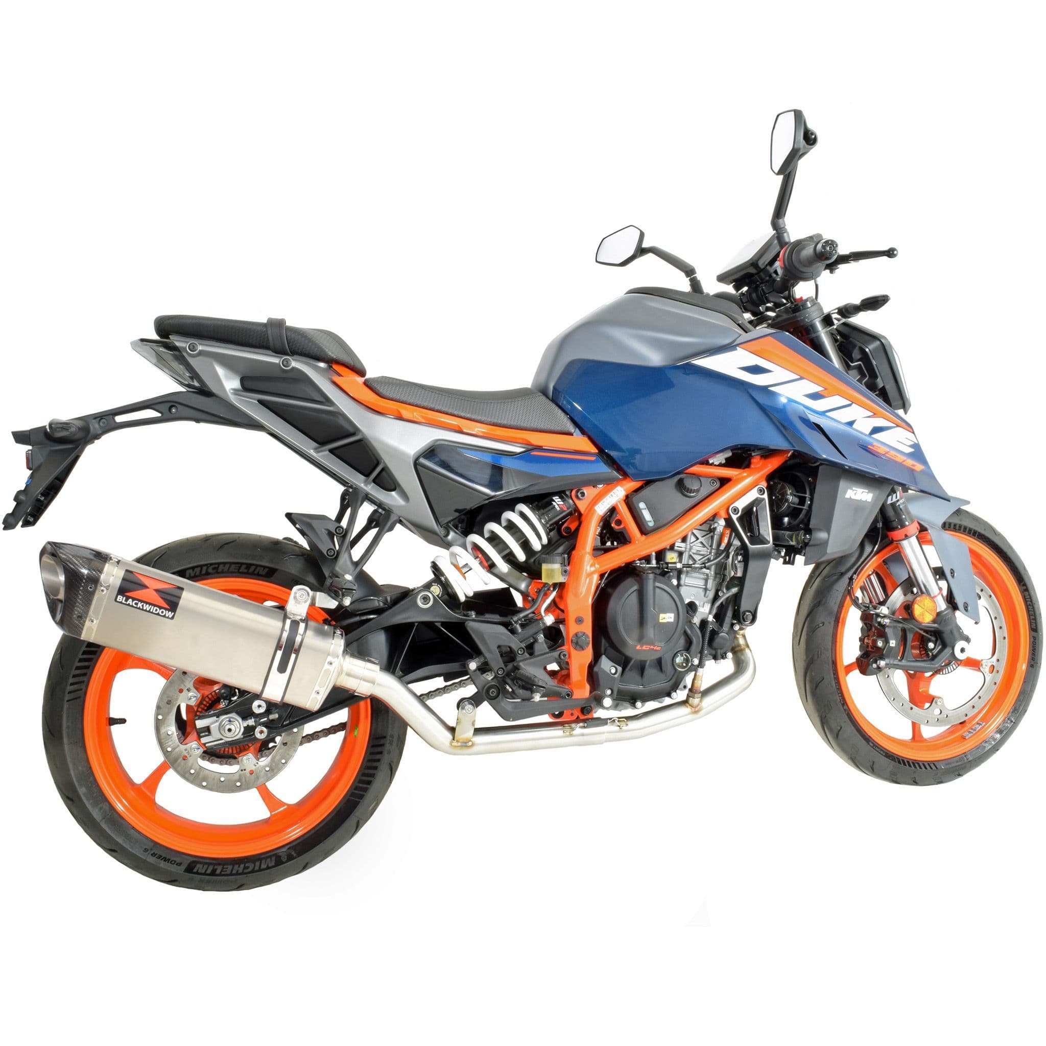 KTM 390 Duke 2024 2025 Exhaust System 350mm Tri Oval Stainless Carbon  Tip Silencer