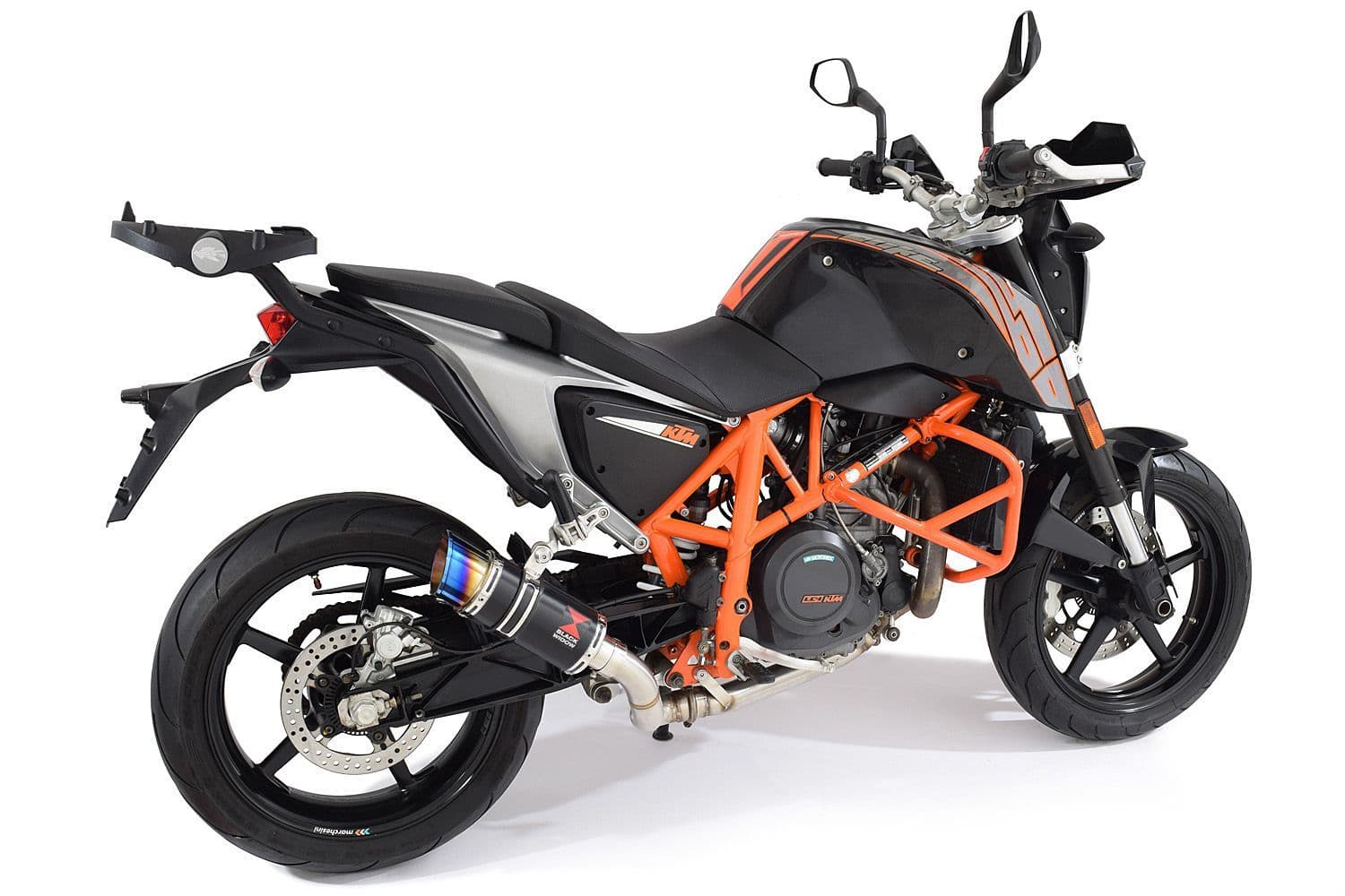 バンディット KTM 690 Duke 2012-2019 Exhaust Silencer 200mm Round Blue Tip Black
