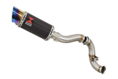 KTM 790 Duke 2018 - 2024 200mm Round Blue Tip Carbon Silencer Kit & De - Cat Eliminator Exhaust Pipe